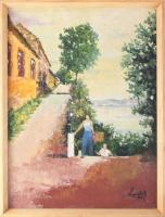 Magistrák Károly (-): Távolban a vitorlások, 1980. Olaj, vászon, jelzett. Fakeretben. 60×45 cm