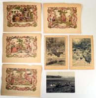 ca 1900-1930 7 db vadászattal kapcsolatos nyomat 32x26 cm-ig
