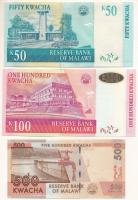 Malawi 1989. 50K + 100K + 2017. 500K T:UNC hullámos papír
Malawi 1989. 50 Kwacha + 100 Kwacha + 201...