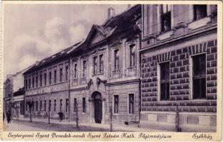 Esztergom, Szent Benedek-rendi Szent István Katolikus Főgimnázium, székház, képeslapfüzetből (EK)