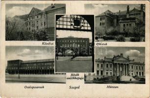 1950 Szeged, Klinikai épületek, oszlopcsarnok, Hősök emlékkapuja, múzeum. Nemzeti Sajtóvállalat (Rb)