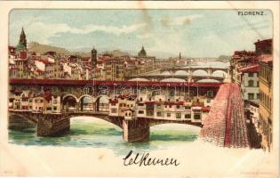Firenze, Florence, Florenz; Ponte Vecchio / 'The old bridge'. Kosmos litho (fl)