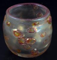 Horváth Zsófia (1977-): Váza. Részben színezett, irizáló felületű hutaüveg. Jelzett, hibátlan, m: 10...