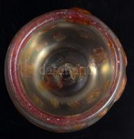 Horváth Zsófia (1977-): Váza. Részben színezett, irizáló felületű hutaüveg. Jelzett, hibátlan, m: 10...