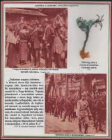1914-18 Az I. világháború kitörése és csatáit bemutató gyűjtemény 7 db tabló korabeli újságkivágások...