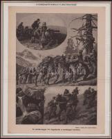 1914-18 Az I. világháború kitörése és csatáit bemutató gyűjtemény 7 db tabló korabeli újságkivágások...