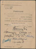 1945 Miskolci 2. sz. honvéd igazoló bizottság határozata Dr. Schmidt József tart. alhadnagy részére
