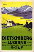 Luzern, Lucerne; Dietschiberg Drahtseilbahn, Golf / Funiculaire / funicular railway (fa)