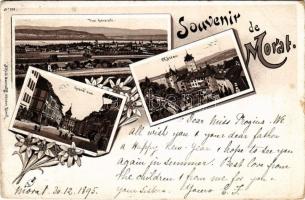 1895 Murten, Morat; Vue generale, Chateau, Grand rue / general view, castle, main street. Edit. Alfr...