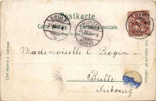 1895 Murten, Morat; Vue generale, Chateau, Grand rue / general view, castle, main street. Edit. Alfr...