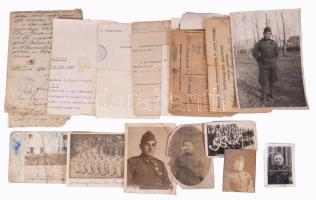 Vegyes katonai iratok és fotók, összesen 17 db, változó állapotban, részben sérült