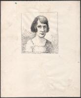 Halvax Gyula (1906-1984): 2 db női portré rajz. Tus, papír, egyik jelzett és datált (1926), lapszéli apró szakadásokkal, 13x11 és 12x10 cm.