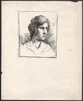 Halvax Gyula (1906-1984): 2 db női portré rajz. Tus, papír, egyik jelzett és datált (1926), lapszéli...