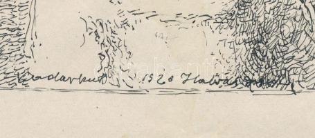 Halvax Gyula (1906-1984): 2 db női portré rajz. Tus, papír, egyik jelzett és datált (1926), lapszéli...