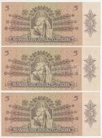 1939. 5P (3x) sorszámkövetők "A 071 015655 - A 071 015657" T:AU nyomdai papírráncok
Adamo...