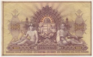 1943. 100P "Szálasi-kiadás" kiadatlan, sor- és sorozatszám nélkül, ívből kivágva T:XF de j...