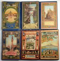 6 db olasz városképes leporelló: Ricordo di Napoli, Pompei, Firenze, Roma (2x klf), Venezia. Vegyes állapotban.