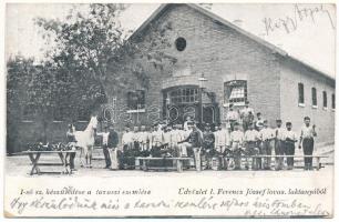 Budapest VIII. I. Ferenc József Lovas Laktanya, I-ső sz. készülődése a tavaszi szemlére (EK)