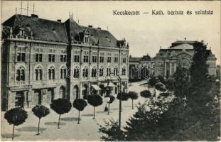 Kecskemét, Katolikus bérház és színház, Szabó és Fuchs üzlete. Burián Lajos kiadása (EK)