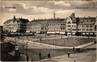 Kecskemét, Szabadság tér, piac, Farkas Ignác gyógyszertára, Fekete Soma üzlete, drogéria. Gross Simon kiadása (EK)