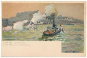 Budapest, Húzógőzös, gőzhajó. Kuenstlerpostkarte No. 2598. von Ottmar Zieher Kunstanstalt litho s: Raoul Frank