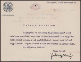 1942 Bp., Fabinyi Tihamér (1890-1953) jogász, politikus, kereskedelem- és közlekedésügyi miniszter (...