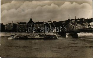 Budapest XI. Szent Gellért gyógyfürdő és szálló, "JOZEF CARL" gőzhajó, Ferenc József híd (Rb)