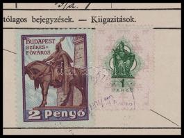 1938 Budapest Városi és állami illetékbélyeg okmányon