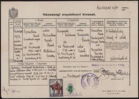 1939 Budapest Városi és állami illetékbélyeg okmányon