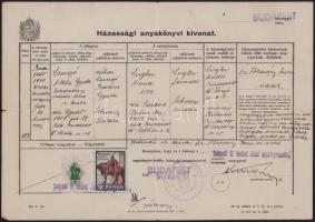 1939 Budapest Városi és állami illetékbélyeg okmányon