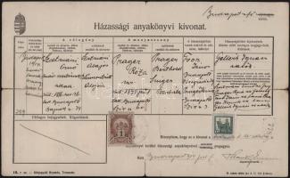 1914 Budapest Városi és állami illetékbélyeg okmányon