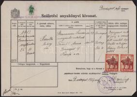 1937 Budapest Városi és állami illetékbélyeg okmányon