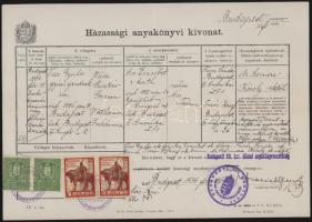 1934 Budapest városi és állami illetékbélyeg teljes okmányon
