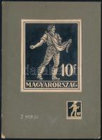 Szege Sándor (1883-1945): 10 fillér bélyeg terve (vető férfi alak), 1926 körül. Tus, papír. Jelzés n...