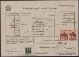 1926 Budapest városi és állami illetékbélyeg teljes okmányon