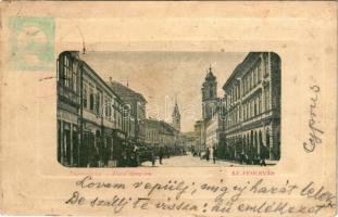 1901 Székesfehérvár, Nádor utca, Zirci templom, üzletek (ázott sarok / wet corner)