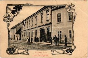Eger, Széchenyi utca. Art Nouveau, floral (vágott / cut)