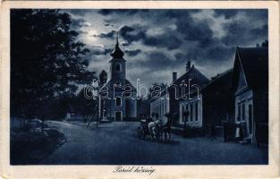 Parád, templom este holdfényben (EK)