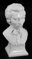 Herendi fehér mázas porcelán Mozart büszt, jelzett, biszkvit és fehér mázas, hibátlan, m: 19,5 cm