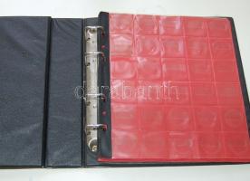 Gyűrűs éremtartó album 9 oldal, elválasztólapokkal, különféle méretű érmékhez.használt, jó állapotba...