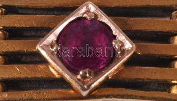 14K arany (Au) karkötő gyöngy és rubin berakással. Jelzett. br 11,5 g 19 cm