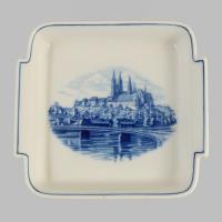Meissen kobaltkék mintás hamuzó, jelzett, kardos jelzés, hibátlan, 11x10 cm