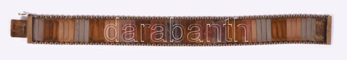 Rozéarany, fehérarany és sárga arany (Au) karlánc. Jelzett, hivataljel, 1966-1998 közötti fémjel, me...