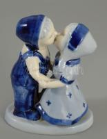 Holland szerelmespár szobor, hibátlan, kobaltkék festéssel, m: 10 cm