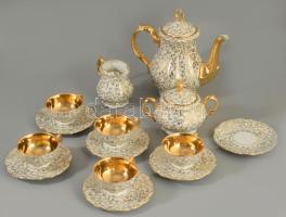 Bavaria antik gazdagon aranyozott kávés készlet, jelzett, minimális kopással, egy csésze hiánnyal.