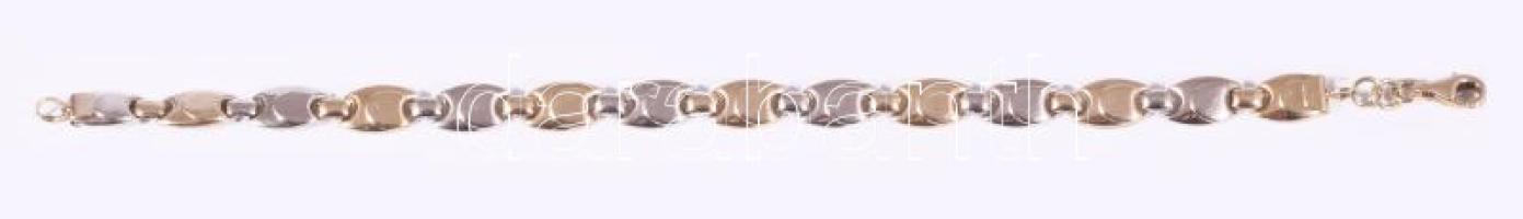 Fehér- és sárga arany (Au) karlánc. Jelzett, 1998 utáni fémjel, 14 karátos arany, h: 16 cm, nettó 5,3g