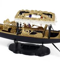 Retro olasz műanyag világító gondola dísz, működik, eredeti dobozában, h: 35 cm