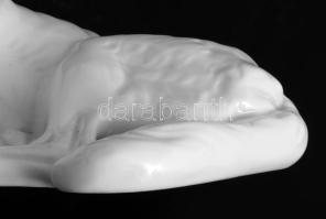 Herendi porcelán kutya, fehér mázas, jelzett, hibátlan, 18x30 cm