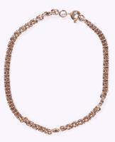 Sárga arany (Au) dupla anker karlánc. Jelzett, hivataljel, 18 karátos arany, h: 20 cm, nettó 4,28g