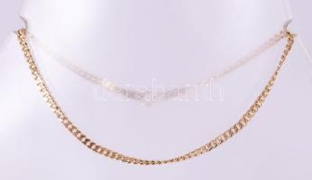 Arany (Au) pancer karlánc / bokalánc. Jelzett, 2004 utáni behozatali jel, 14 karátos arany, h: 20 cm, nettó 1,29g